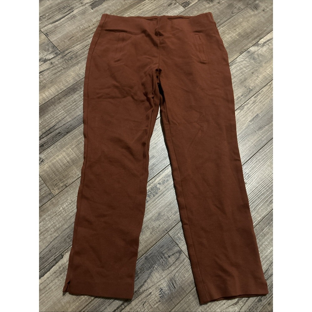 Chicos 0 US Medium Brown Knit Stretch Waist Pull‎ On Pants Office Career